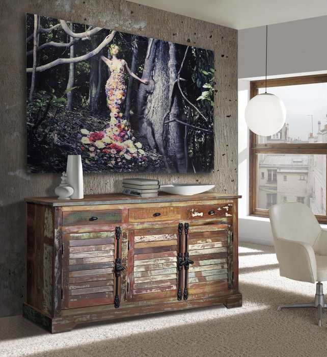 GINER Y COLOMER Buffet en bois recyclé multicolore